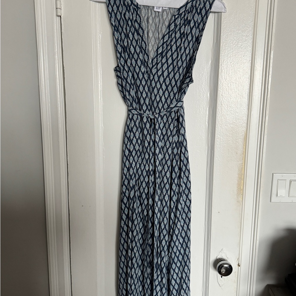 Vintage Gap Blue Patterned Dress with Belt